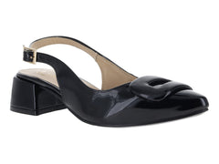 Zapatillas de Tacón Luna Rosa Negro Charol para Mujer