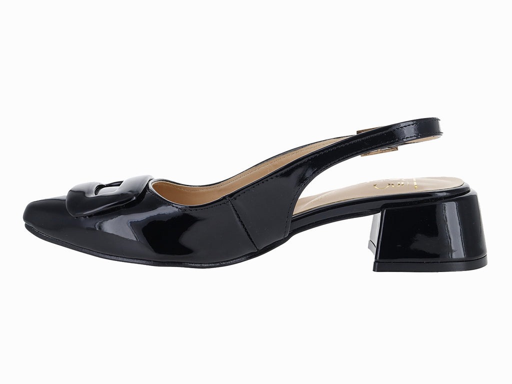 Zapatillas de Tacón Luna Rosa Negro Charol para Mujer