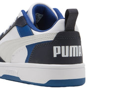 Tenis PUMA Rebound V6 Lo Blanco y Gris para Niño