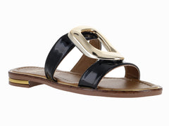 Sandalias Luna Rosa de Charol Negro para Mujer