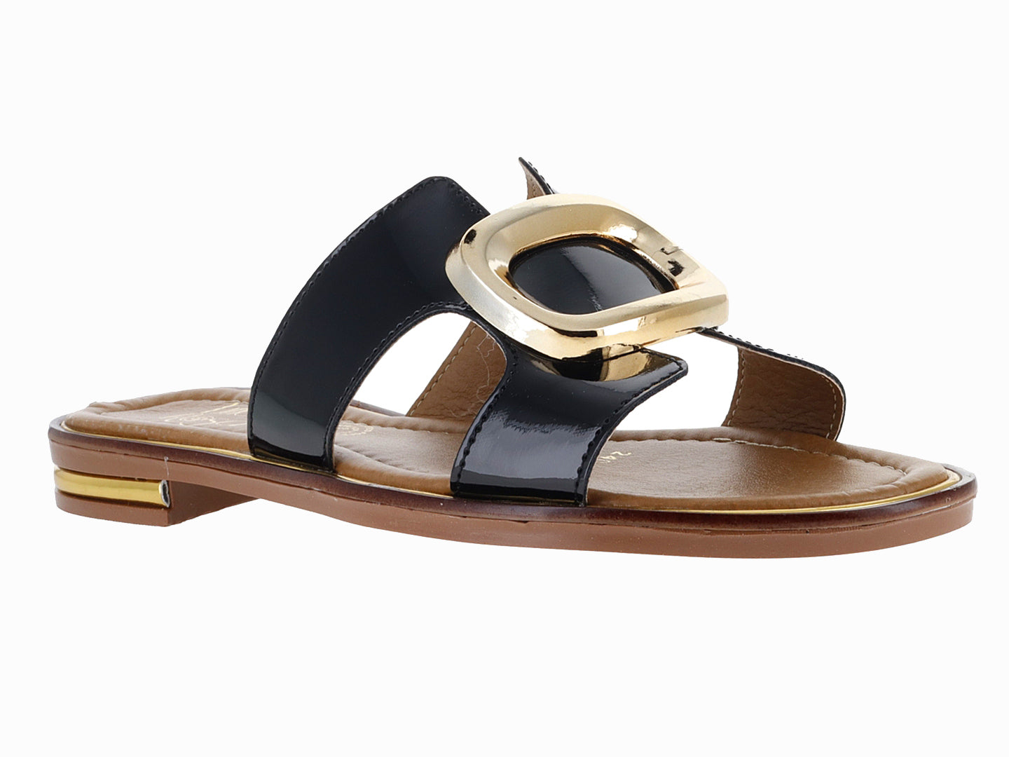 Sandalias Luna Rosa Charol Negro para Mujer