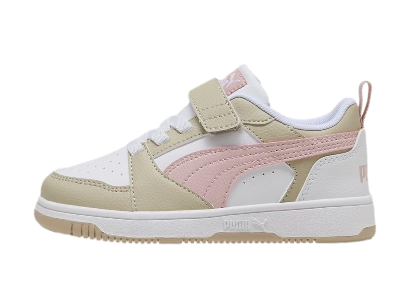Tenis PUMA Rebound V6 Blanco y Malva para Niña