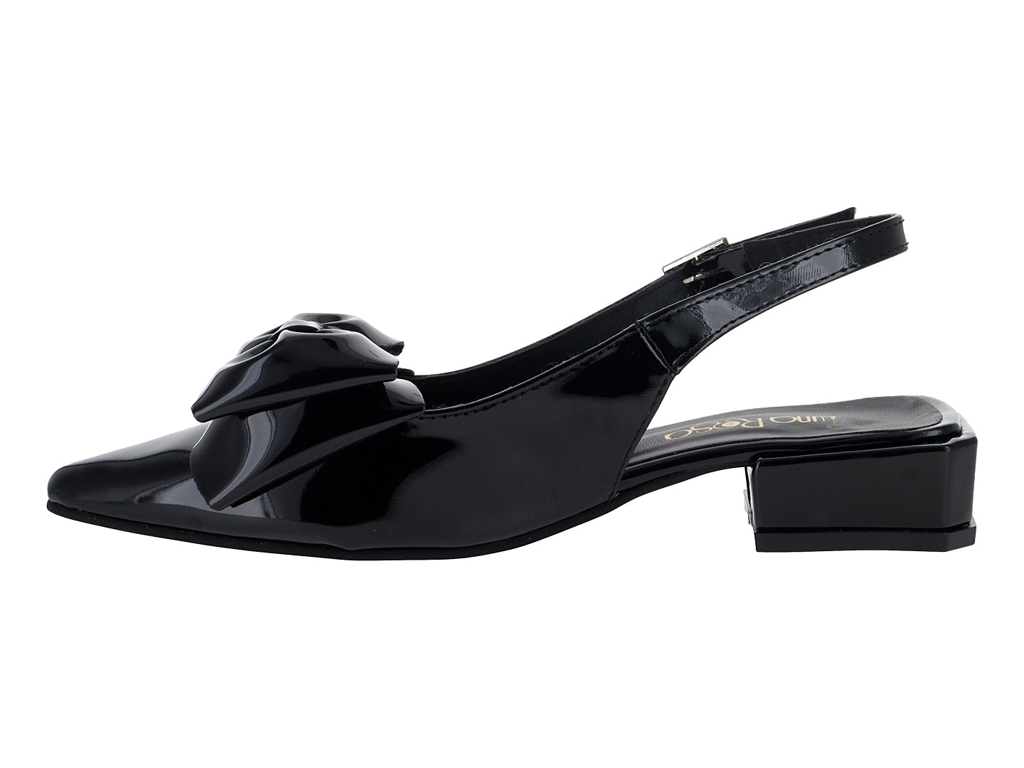Zapatillas de Tacón Luna Rosa Negro Charol para Mujer