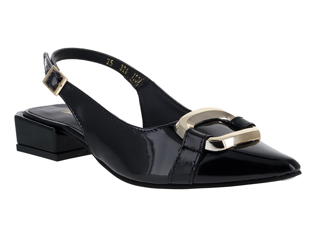 Zapatillas Luna Rosa Negro de Charol para Mujer