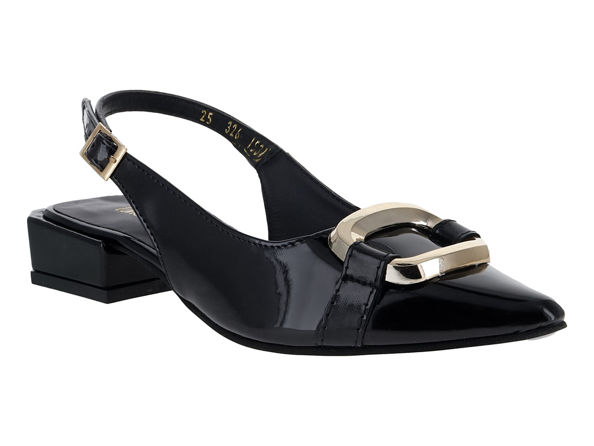 Zapatillas Luna Rosa Negro de Charol para Mujer
