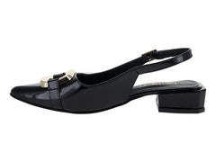 Zapatillas Luna Rosa Negro de Charol para Mujer
