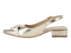 Tacones Luna Rosa Charol Oro Inglés para Mujer