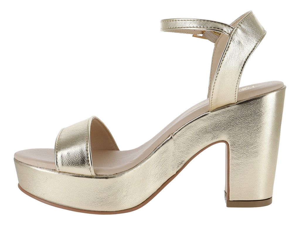 Sandalias de Tacón Luna Rosa Color Oro para Mujer