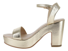 Sandalias de Tacón Luna Rosa Color Oro para Mujer