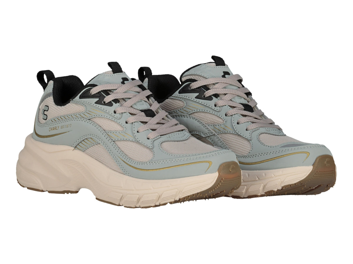 Tenis Charly Fashion Sport Beige y Azul para Mujer