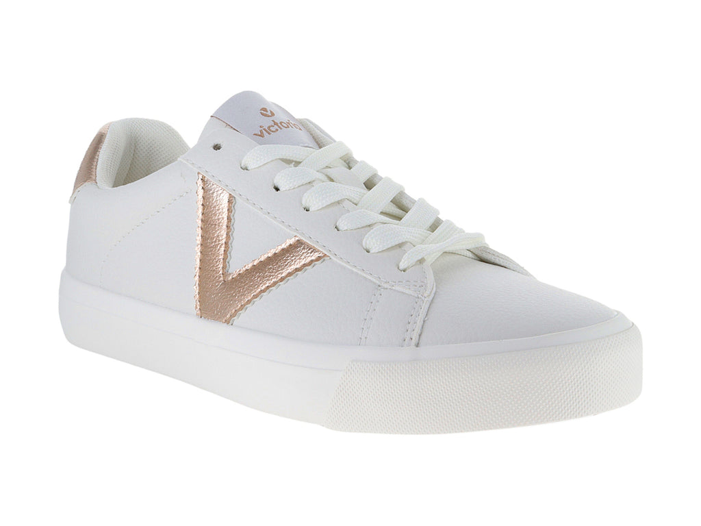 Tenis Victoria Blanco y Oro Rosa para Mujer