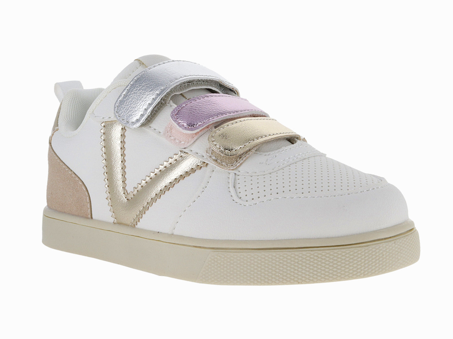 Tenis Victoria Blanco con Oro Rosa para Niña