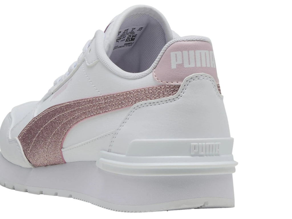 Tenis PUMA ST Runner V4 SL Glitter Blanco y Rosa para Niña
