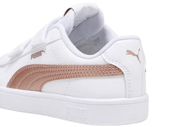 Tenis PUMA Rickie Classic V Blanco y Oro Rosa para Niña