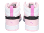Tenis PUMA Rebound V6 Mid Blanco y Rosa para Niña