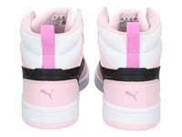 Tenis PUMA Rebound V6 Mid Blanco y Rosa para Niña